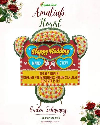 Karangan Papan Bunga Pernikahan di Sukahayu
